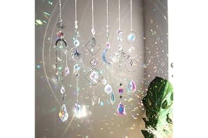 YEAHBOOM Atrapasoles Cristal,6 Piezas Hojas de la Luna Crystal Suncatcher Ornamento Colgante,Sun Catcher para Ventanas Jardines,Campanas Viento Cristal Atrapasueños para Colgar en Casa, Jardín, Oficina