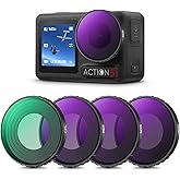 K&F Concept ND filtre setleri, 4'l&uuml; paket CPL, ND8, ND16, ND32 filtre, DJI Osmo Action 5 PRO/Action 4 ile uyumlu, polarize ed