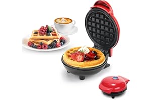 Yuragim Mini Waffle Maker, Kleines Waffeleisen Mini,Waffel Maschine Waffeleisen Rund Elektrische Antihaft Waffelmaker Pancake Maker für Weihnachten/Neujahr/Ostern,Kindergeburtstage,Familienfeiern 350W