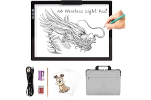 TOHETO A4 Kabellos Leuchttisch mit Tasche, Innovativem Ständer/Oberem Clip, Wiederaufladbar Leuchtkasten, Stufenlos Dimmbar und 6 Helligkeitsstufen Leuchttafel zum Diamantmalerei, Zeichnung (Schwarz)