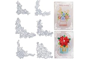 GLOBLELAND 6 piezas de esquina de encaje de metal troqueles de corte de bolsillo de encaje de flores plantilla de plantilla para álbum de recortes, álbum