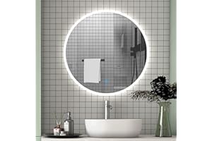 AICA SANITÄR LED Badspiegel rund 60 cm Touch Beschlagfrei Wandspiegel mit Beleuchtung Lichtspiegel Alpha Serie