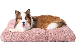 EHEYCIGA Cuscino per Cani Taglia Grande, 105L x 70W cm Cuscino Cane Morbida lavabile, Morbido e Confortevole Letto per Cani a Pelo Lungo, Rosa