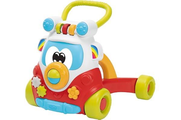 Chicco Happy Hippie 2 en 1 Trotteur Bébé Premiers Pas avec Centre d'Activité, Pousseur avec 4 Grandes Roues, Cadeau pour Garçons et Filles - Jouet Éducatif pour Enfants de 9 à 24 Mois