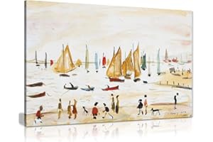 PANTHER PRINT L.S Lowry Yachts Painting Canvas Print Wall Art Picture Home Decor (36x24in)