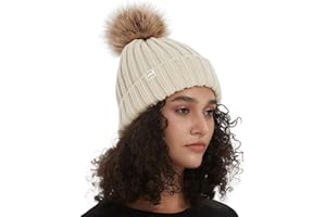 Hat Hut Winter Hats for Women Satin Lined Beanie Hats for Women Ladies Bobble Hat Warm Winter Cap Pom Pom Beanie