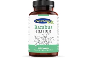 ‎AYURSANA Bambus Silizium Kapseln (120 Stück) Stärkungsmittel für Haut, Haare, Nägel 105mg Kieselsäure je Tagesdosis (2 Kapseln) gewonnen aus Bambus & Brennnessel