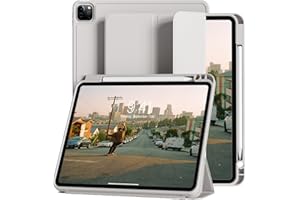 JKSML Etui do iPada Pro 11 cali (4./3./2./1. generacji) 2022/2021/2020/2018 z uchwytem na długopis, elastyczna tylna osłona TPU, funkcja spania/budzenia, obsługuje ładowanie Pencil 2, szare