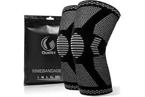 ‎QUELCC Quelcc 2 Pack Kniebandage Set, Kompression Kniestütze für Meniskusriss, Kniestütze für Damen und Männer, Rutschfeste Atmungsaktiv für Kniescherzen Lindert, Sport, Schwarz, XL