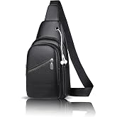Av A Dos Cross Strap Bag, Chest Bag, Unisex Black Waterproof Vegan Leather Headphone Outlet Cross Waist Shoulder Chest Bag B