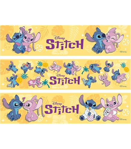 Décor Comestible Pour Gâteau Stitch & Angel - Feuille De Sucre Imprimée - 20cm - Neuf