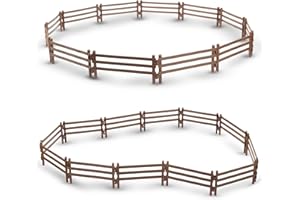 TOYMANY 24PCS Horse Corral Fencing Accessories Playset, Plastic Fence Toys for Farm Barn Paddock Horse Stable or Farm Animals Horses Figurines, Educational Cake Toppers for Kids Toddler