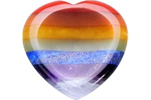 CrystalTears 7 Chakren Handschmeichler Herzform Konkav Edelstein Palm Stein Reiki Healing Chakra Steine Worry Stone Kristall Holistic Balancing Stress Abbauen
