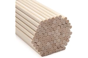 COOWAYZE Holzstäbchen Holzstäbe zum Basteln, 100 Stück 0.6cm x 15cm Holzstab Rundholz Holzstange Bastelhölzer Rundstab Holz für Makramee, Kunstprojekte, Holzarbeiten, Modellbau-Natürliche und Unbearbeitete