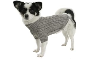LiebeDD Hundepullover - Kuschelig Hundepulli Kleine Hunde, Rollkragen Strick Pullover Hund mit Beinschlaufe und Geschirrloch, Kleidung für Chihuahua Rehpinscher Katzen, Dog Sweater (Grau S)