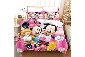 DDONVG Juego de Ropa de Cama Infantil de Cartoon Mouse, Ropa de Cama Infantil, Cartoon con Funda de Almohada, Estampado 3D, Microfibra Multicolor (1,220 x 260)