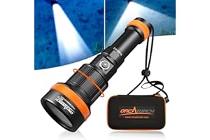 Orcatorch ZD710MK2 Diving Torch LED with Zoom, 4°-72° Adjustable Beam Scuba Dive Lamp with 4 Modes, 920M Long Range, IP68 Waterproof Underwater Flashlight for Underwater 150M Diving Camping
