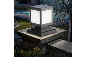 HMAKGG Farola Solar Exterior, LED Luz Solar Sobremuro, 6000K Luces Exterior Jardin en ABS, 2200mAh, IP45 Poste Luz Jardín Square para Valla Patio, Luz Blanca, Negro