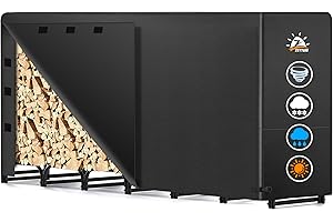 Zettum Leñero de Metal para Exterior 243 x 35 x 121 CM, Con Tapa Revestimiento de PU 600D, Almacenamiento Impermeable para Chimenea, Refugio para Jardín y Terraza