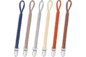 CLDY Dummy Chain Baby for Boy, 6 Pieces Dummy Holder Linen Set, Cotton Dummy Strap Girls and Boys Dummy Chain Clips, Nuggy Chain, Fits All Baby Teething Toys / Baby Shower