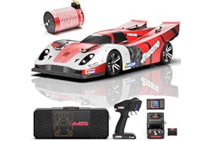 AMORIL 1/10 Grandi auto RC Brushless ad alta velocità 3S per adulti, velocità massima di 120 MPH Bash Racer con telaio in fibra di carbonio, 10 luci, controllo da 500 piedi, rosso