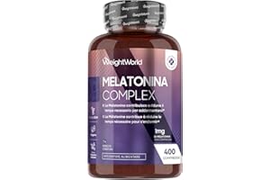 WEIGHTWORLD Melatonina 1mg in 400 Micro Compresse Vegane (1 Sola la Sera), 13+ Mesi di Fornitura, Camomilla con Melatonina Complex, Vitamina B6, Magnesio e Passiflora, Privo di Magnesio Stearato, Senza Glutine