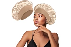 Oumida Silk Satin Hair Bonnet Sleeping Bonnet Hair Wrap Wide Elastic Band Satin Cap for Women Men Elastic Soft Cap Headwear
