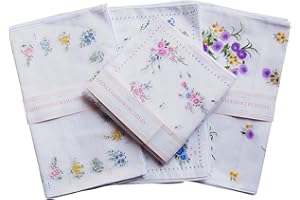 TEDDYT'S Ladies & Girls White Floral Handkerchief Gift Set (4 Pack)