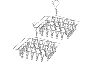 NLONLL 2 Pièces Étendoir Chaussettes Séchoir à Linge Rotatif en Acier Inoxydable Séchoir à Chaussettes Pliable avec 30 Pinces pour Chaussettes sous-Vêtements Soutiens-Gorge Vêtements de Bébé Gants