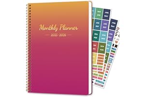 RUKAR Monthly Planner Jan 2025 - Dec 2026, Simple Calendar Planner Notebook 8.5" x 11" Soft PVC Cover Spiral Binding With Goals To Do List, Habit Tracker, 24 Months Suitable for Schools & Offices & Home