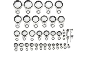 EQULUP Anillo De Guías De Caña De Pescar, 37 Piezas Guías De Caña De Pescar Anillo De Punta Superior Kit De Reparación De Cañas De Pescar De Fundición Telescópica Piezas De Caña De Pescar Para Reemplazo