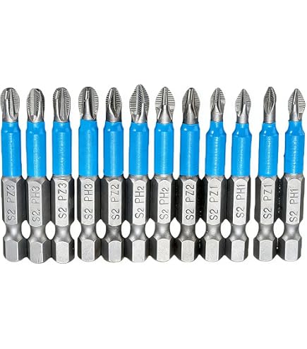 KELSON Set Da 10 Punte Per Cacciavite A Percussione: Magnetiche E In Acciaio S2, 50 Mm, Intaglio Pozi E Phillips