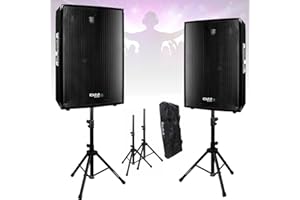 Ibiza Sound Light - Pack Sono 1200W Total - 2 Enceintes 600W - 2 Pieds Supports Enceintes - PA DJ - Soirée - Anniversaire - Salle des fêtes