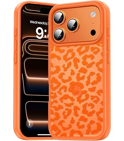 Coiwxmoi Magnetische beschermhoes voor iPhone 17 Pro Max 6,9 inch, compatibel met MagSafe, transparante matte hoes met esthetisch luipaardpatroon, dun, TPU, hard PC, schokbestendig, voor meisjes
