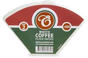 100 Size 2 Coffee Filter Paper Cones, White by EDESIA ESPRESS