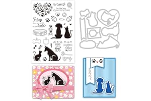 INFUNLY Stempel Stanzformen Für Die Kartenherstellung Tier Metall Stanzform Stempel Katze Hund Silikon Klare Stempel Stanzformen Sets Scrapbooking Prägeschablone Für DIY Scrapbooking Kunsthandwerk