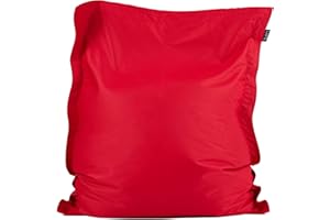 Bean Bag Bazaar Outdoor Kids Bean Bag, Red, Water Resistant Fabric, Indoor Outdoor Beanbag with Filling Included, 125cm x 100cm, Floor Cushion, Kids Garden Chair also ideal for Bedroom, Playroom