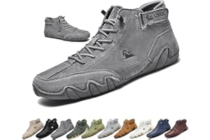 OVERHIL1S Uomo Stivali alti in pelle scamosciata fatti a mano, beck scarpe uomo impermeabili antiscivolo leggere traspiranti stivali uomo for l'escursionismo e la guida