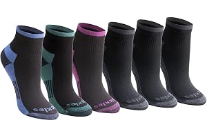 Dickies 6-pack Dritech kvartsstrumpor för kvinnor, Svart blandad (6 par), Large