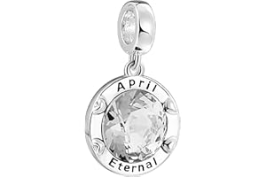 AMATOLOVE Jan-Dec Birthstone Charms for Bracelets Happy Birthday Bead Charm Gifts for Women Girls,Brilliant Round Heart Shape CZ for Choice