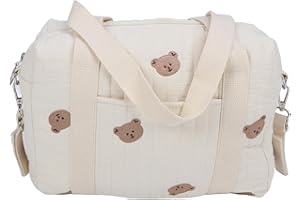 Hapivida Sacs à Langer Portables, Sac de Rangement pour Poussette de Bébé, Sac de Rangement de Grande Capacité, Organisateur de Buggys, Fourre-Tout de Voyage pour Changer Les Couches(Ours)