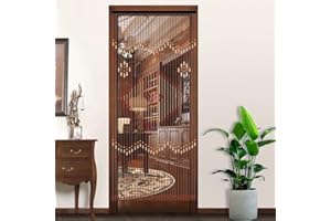 EURHOMEPLUS Tenda in legno di perle per porta, stile retrò, 90 x 208 cm, a prova di insetti, realizzata a mano, durata