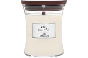 WoodWick Medium Hourglass Scented Candle | Linen | with Crackling Wick | Burn Time: Up to 60 Hours
