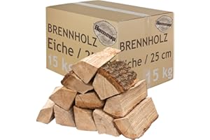 Legna da Ardere 5-500 kg Per Stufa e Camino Braciere Griglia Cestello per il Fuoco Ceppi 25 cm quercia flameup, Numero:15 kg