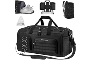SPARDAR 3 in 1 Gym Bag, 55L Large Capacity for Men and Women with 6 Shoe Pockets and Wet and Dry Pockets, Waterproof Duffle Bag with Shoe Compartment for Fitness, Travel, Weekend Leisure