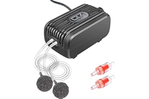 IREENUO Pompe a Air Aquarium, 3W 300L/H Pompe à Oxygène Aquarium avec 2 Pierres à air, 20-40dB Pompe bulleur pour 10-300L Aquarium