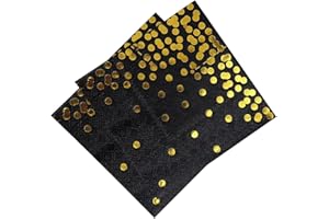 EASYLAVIE Lot de 40 Serviette Papier Table Serviette Anniversaire Motifs Serviette Décorées Fête Réunion Theme - Pré Pliée -33 cm x 33 cm (Base Noir)