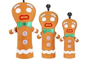 LZFAN Funny Golf Club Head Cover Driver Headcover Fairway Wood Headcover Hybrid Club Head Cover Brown Monster Cookie