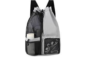 IRIDSMOLE Swim Bag, 32x48cm Mesh Drawstring Bag, Dry Wet Separation Swim Bag, Drawstring Mesh Swimming Bag for Kids Adults, Multifunctional Sports Bag for Swimming,Surfing and Sport