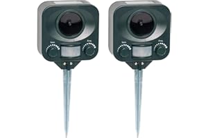 Pestbye® Twinpack Solar Waterproof Cat Repellent - Quick Fix Ultrasonic Repeller Cat Scarer with Ground Stake